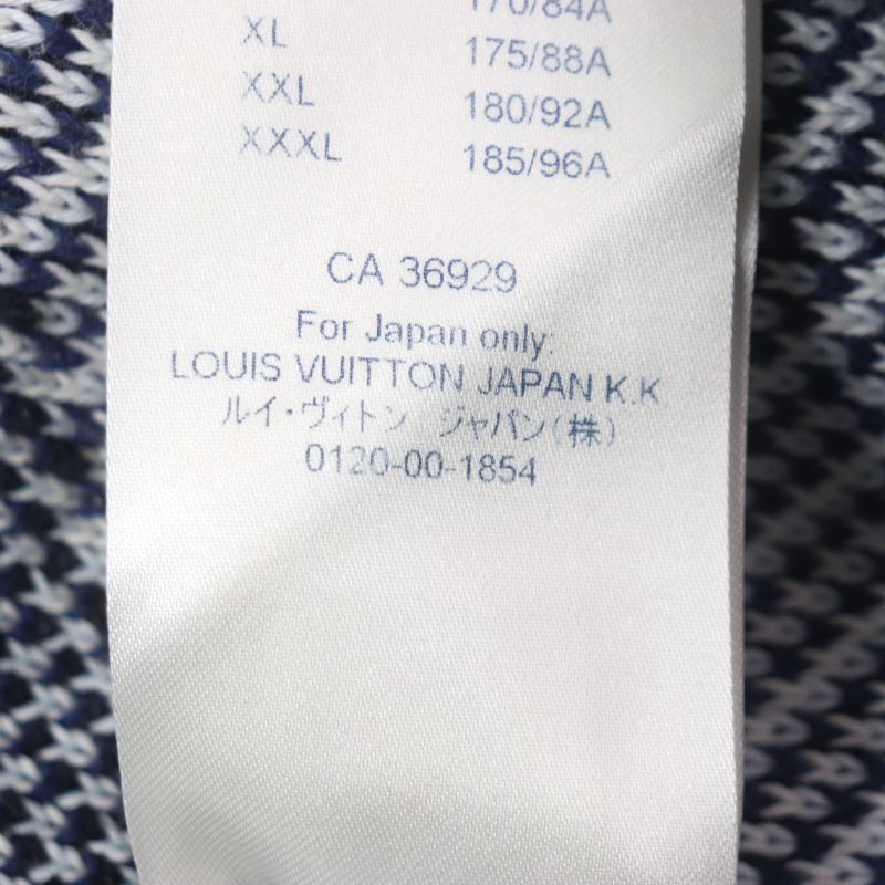 Louis Vuitton 20SS 100% Cotton Camo Pique Jacquard Crewneck Knit Sweater Navy