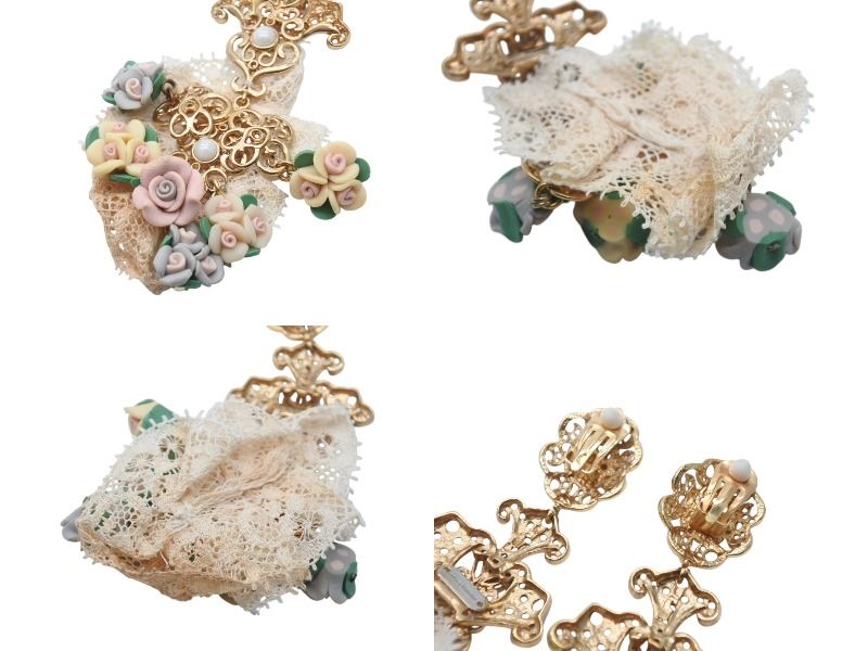Dolce & Gabbana Earrings Lace Brass Rubber Faux Pearl — view 6