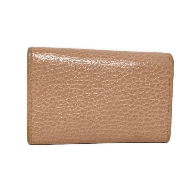 Gucci Key Case GG Marmont 456118 Pink Beige 6 Hooks Leather