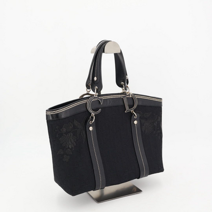 Christian DIOR Trotter Flower Embroidered Tote Handbag