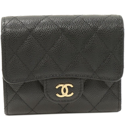 Chanel Trifold Wallet With Coin Purse Timeless Classic Compact Wallet In Caviar