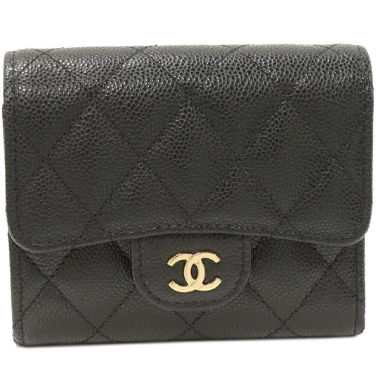 Chanel Trifold Wallet With Coin Purse Timeless Classic Compact Wallet In Caviar