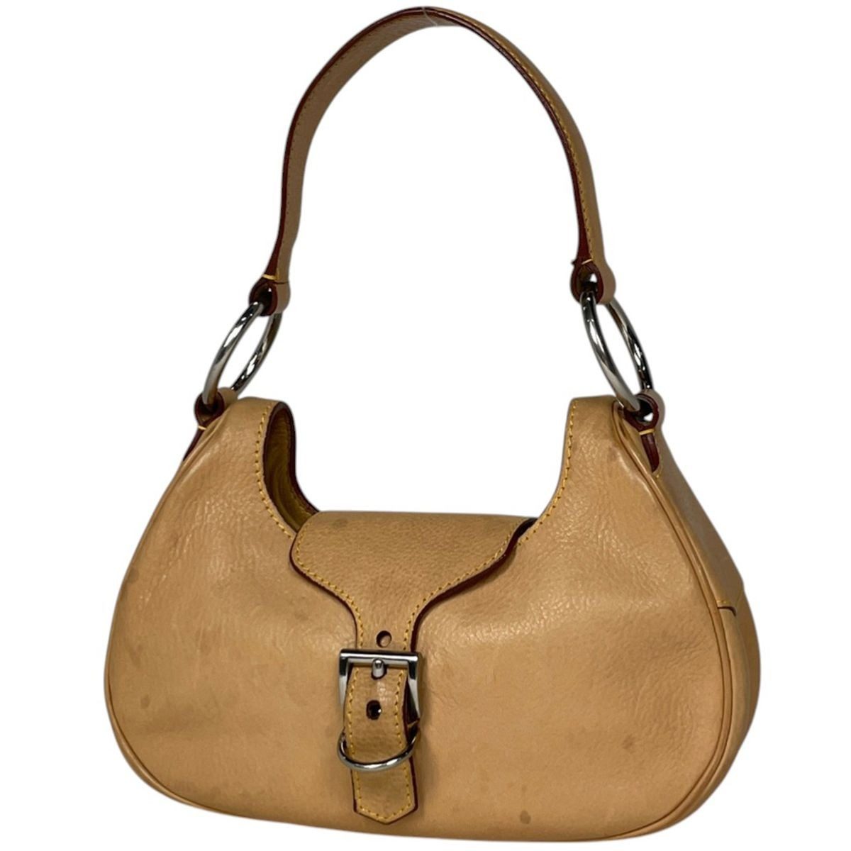 Prada Logo Handbag Leather Beige