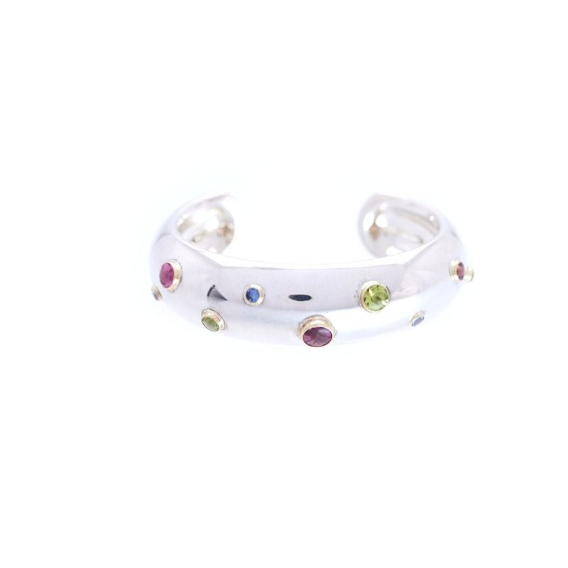 Tiffany & Co Dots Bangle Silver Yellow Gold Colored Stone