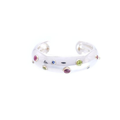 Tiffany & Co Dots Bangle Silver Yellow Gold Colored Stone