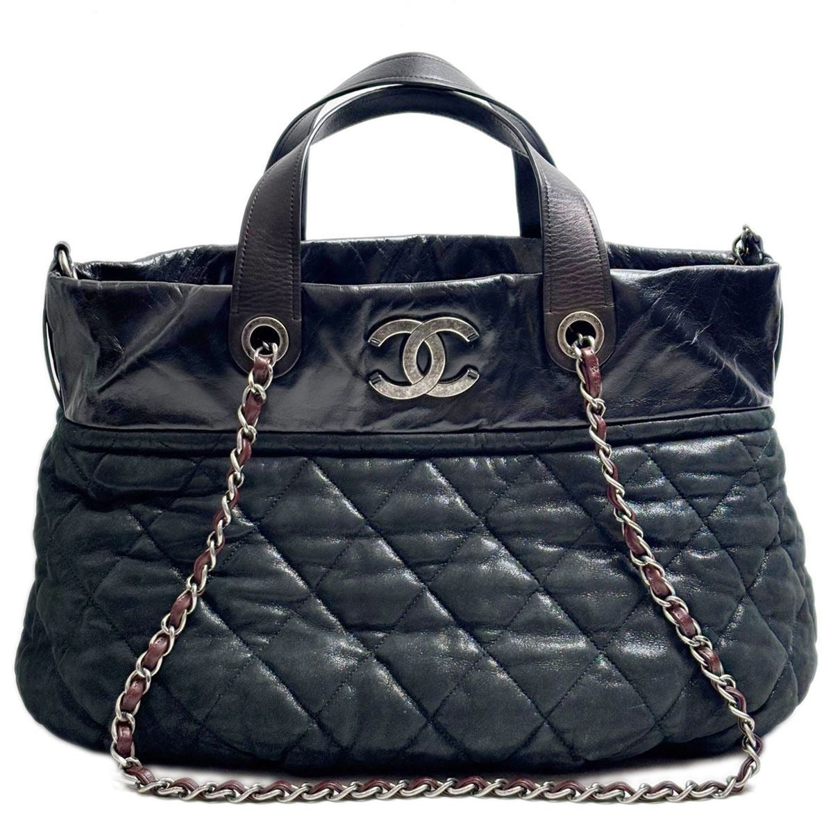 Chanel Bag Quilted Chain Shoulder in the Mix CC Logo Black Silver Sparkle