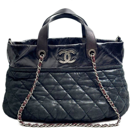 Chanel Bag Quilted Chain Shoulder in the Mix CC Logo Black Silver Sparkle
