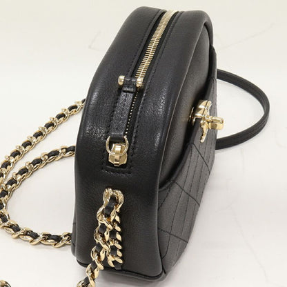 Chanel Chain Shoulder Bag Matelasse Camera Bag Calf Black Gold Hardware As0137
