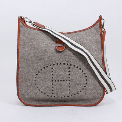 Hermes Evelyne 1 Leather and Felt Gray Shoulder Bag Silver