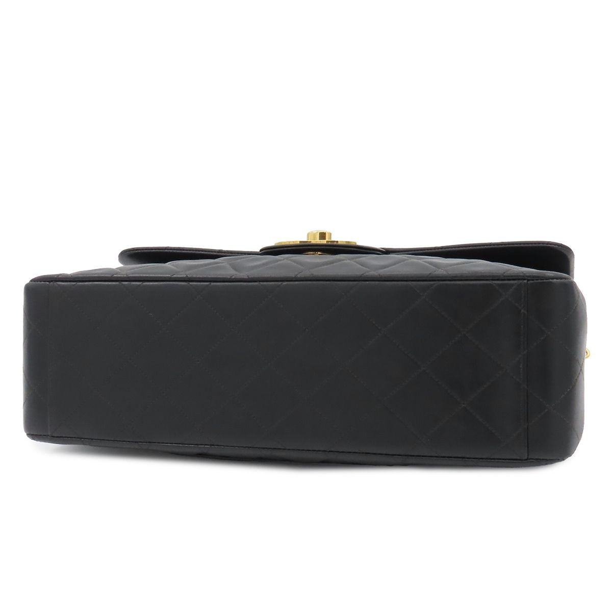 Chanel Chain Shoulder Bag Maxi Quilted 34 Black Gold Lambskin — view 3