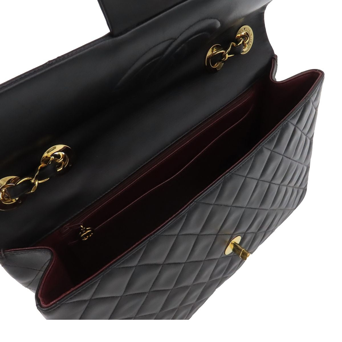 Chanel Chain Shoulder Bag Maxi Quilted 34 Black Gold Lambskin — view 5