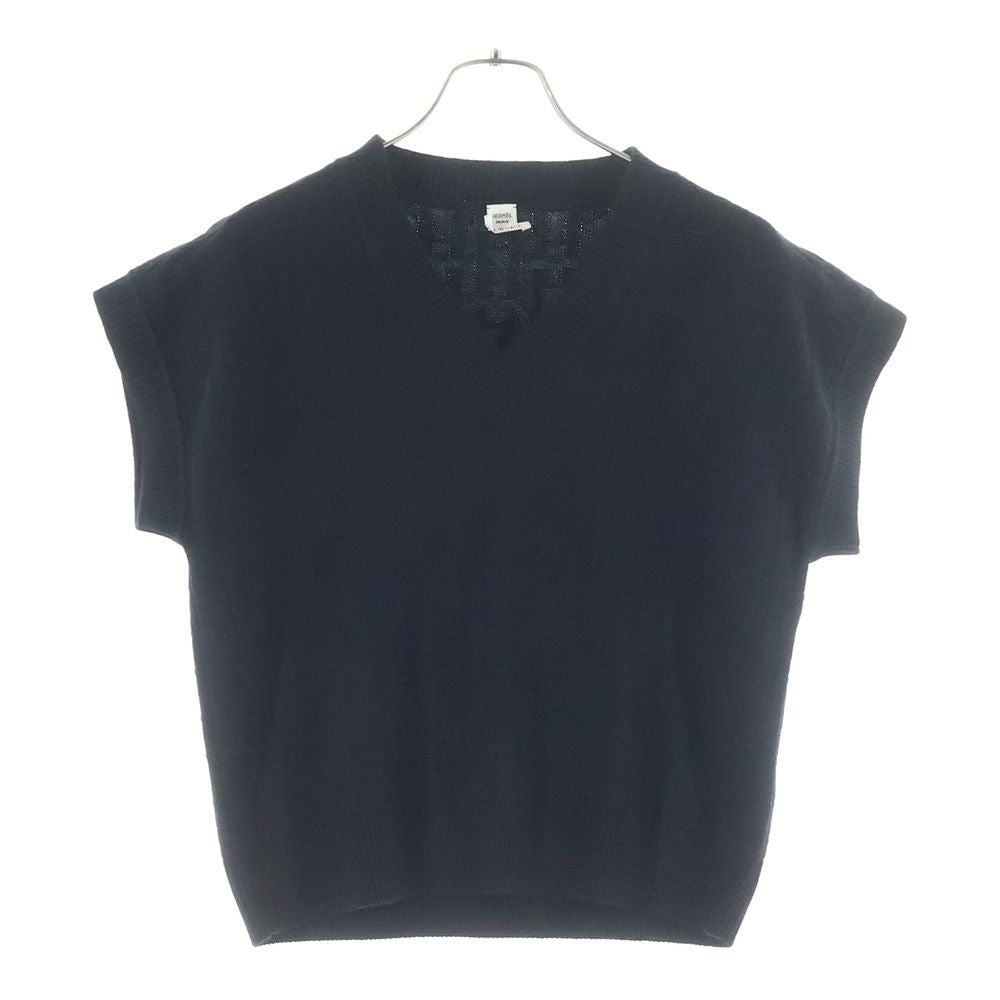 Hermes Pattern V-neck Knit Vest Black