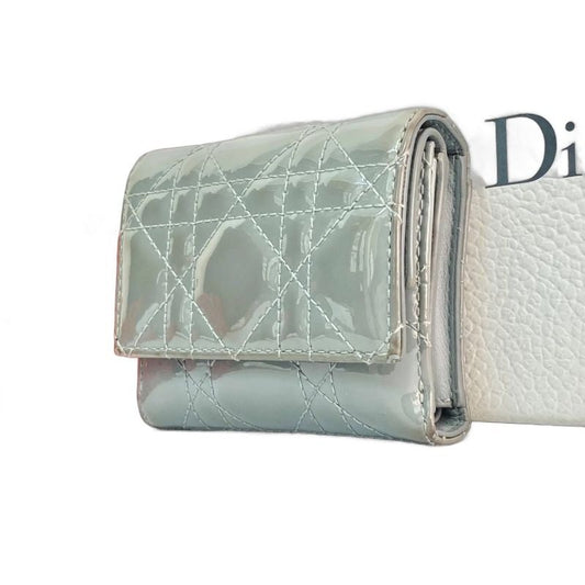 Dior Trifold Wallet Lotus Blue Gray Enamel