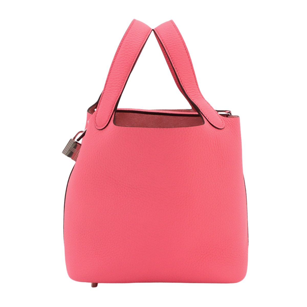 Hermes Picotin Lock 18 PM Hand Bag Taurillon Clemence Rose Azalea Silver
