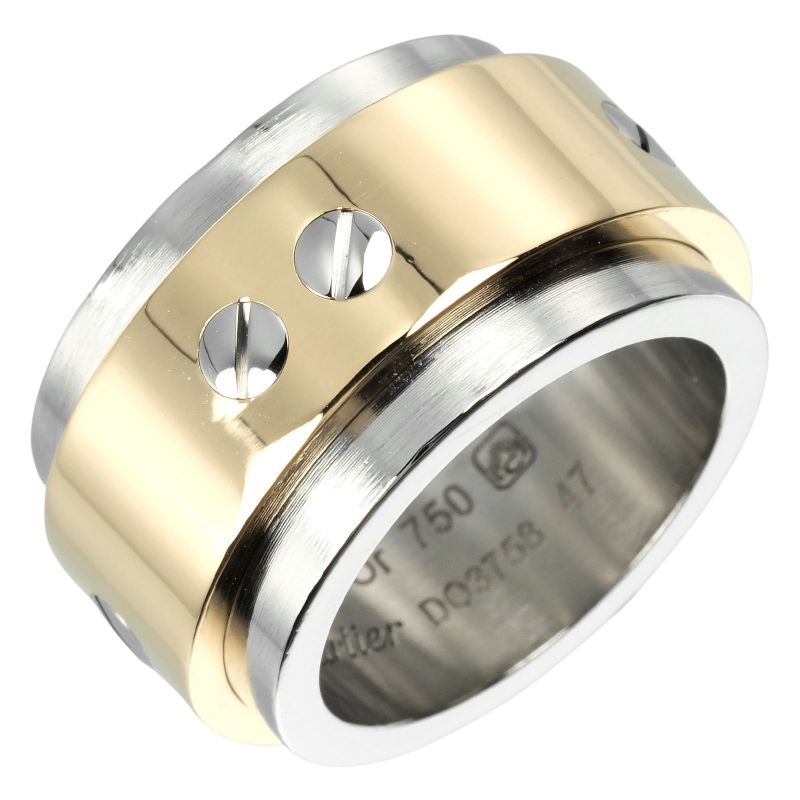 Cartier Santos 100 18K Yellow Gold And Stainless Steel No 7 Ladies 17.6g Ring