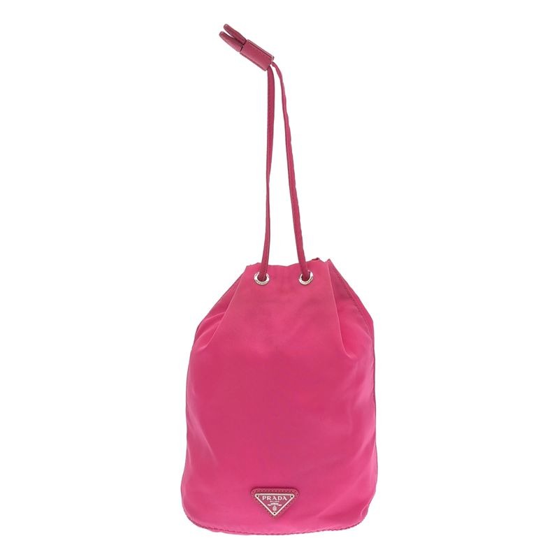 Prada Nylon Draw String Ring Pouch Bag Pink
