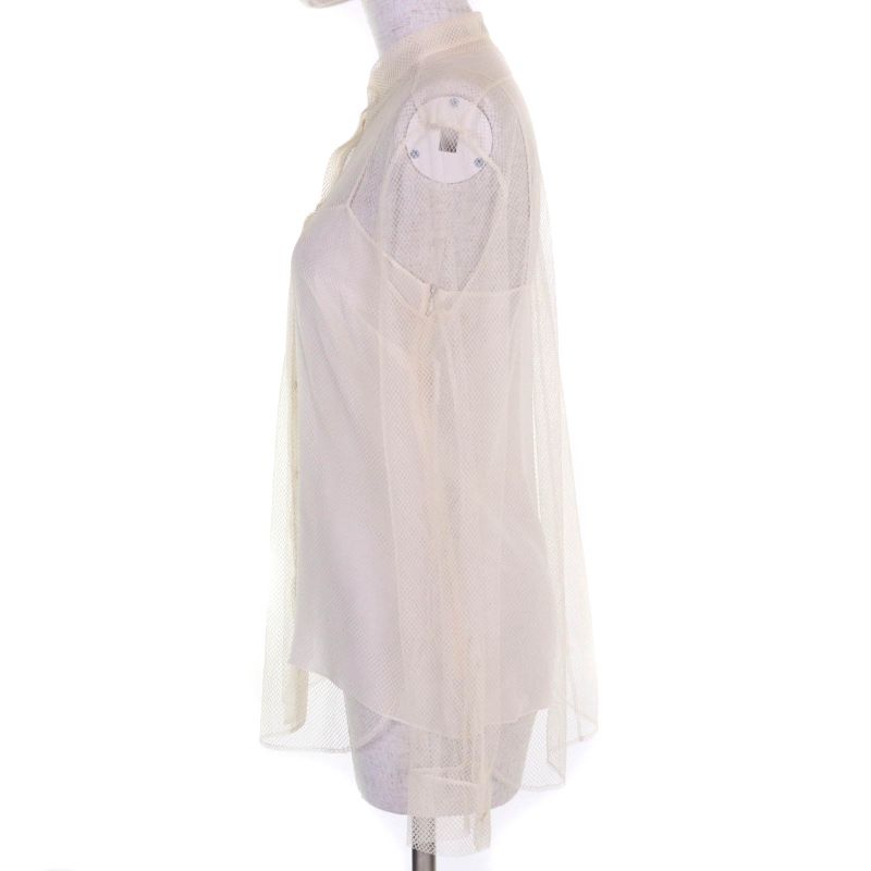 Christian DIOR 051b27a8648 Mesh Shirt Ensemble With 100% Silk Inner Ivory Made