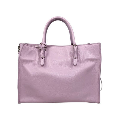 Balenciaga Handbag Shoulder Bag Paper A6 Zip Around 370926 Leather Pink Silver