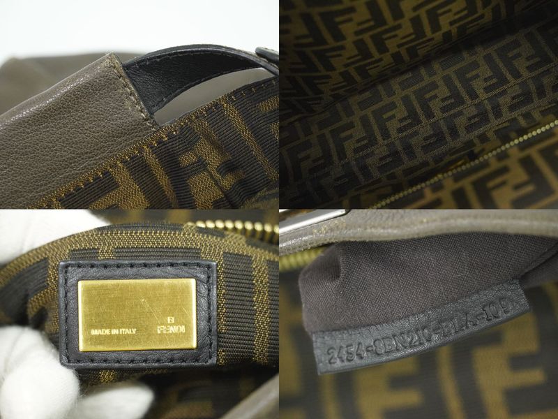 Authentic Fendi Peekaboo 2WAY Shoulder Bag Handbag Leather Grayish 8bn210