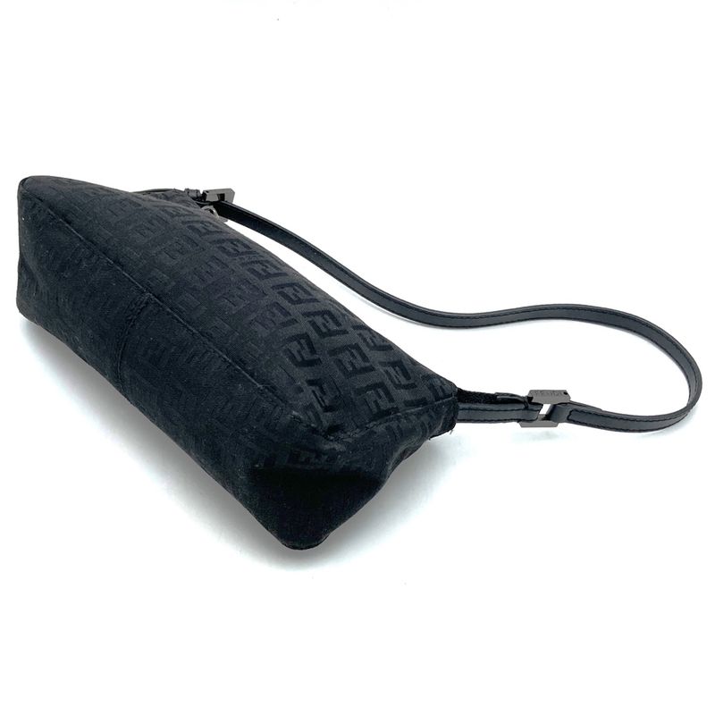 Fendi 8br249 Zucchino Accessory Pouch Mini Bag Canvas Leather Black Women
