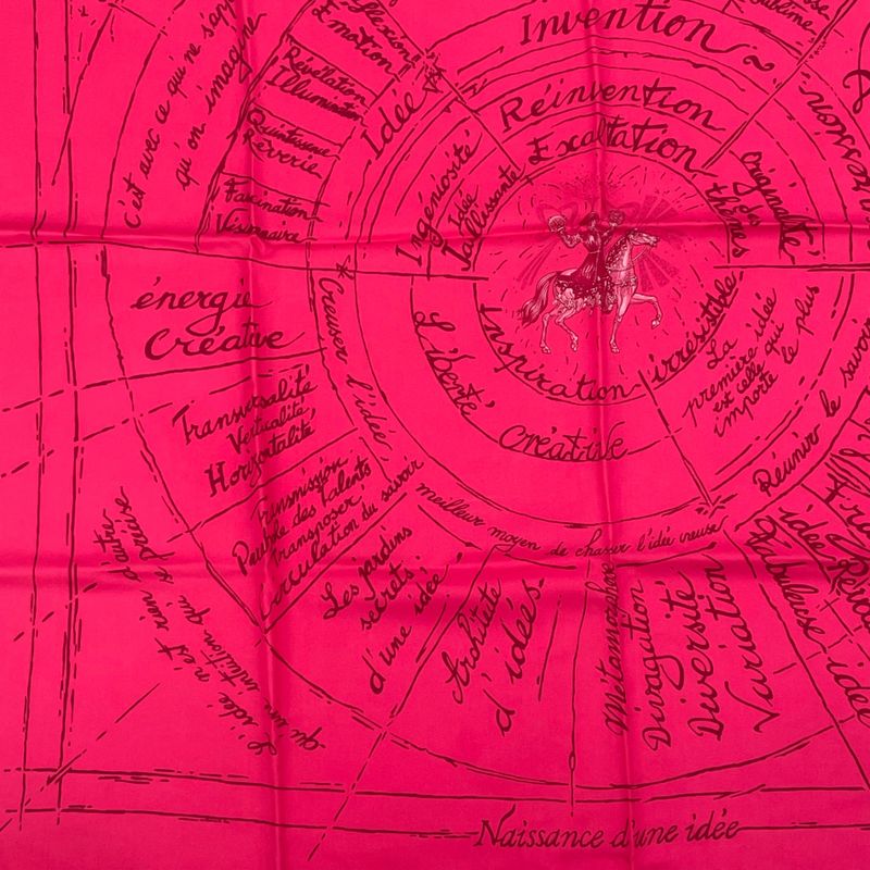Hermes Carre 90 Dea's Birth Silk Scarf Pink