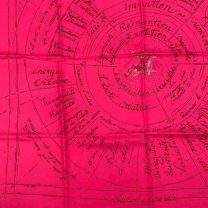 Hermes Carre 90 Dea's Birth Silk Scarf Pink