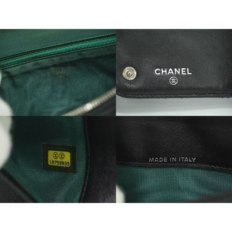 Chanel Paris New York Line Quilted Round Zipper Long Wallet — view 9
