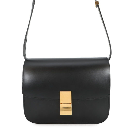 Celine Shoulder Bag Classic Box Calf Leather Black