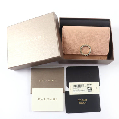 Bvlgari Logo Clip Leather Compact Wallet Trifold Pink — view 2