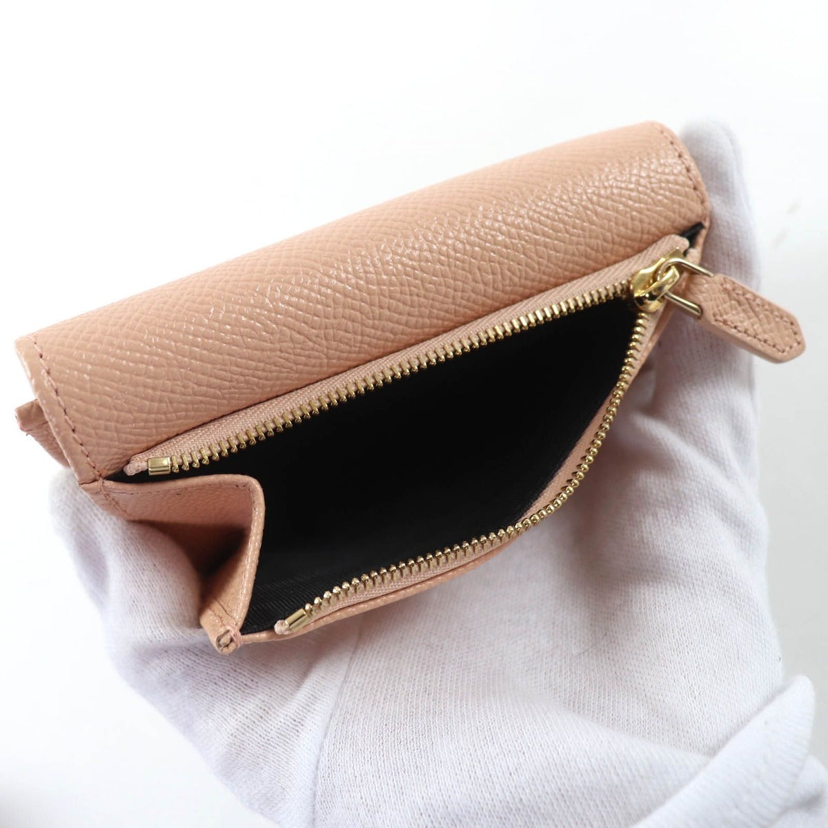 Bvlgari Logo Clip Leather Compact Wallet Trifold Pink — view 8