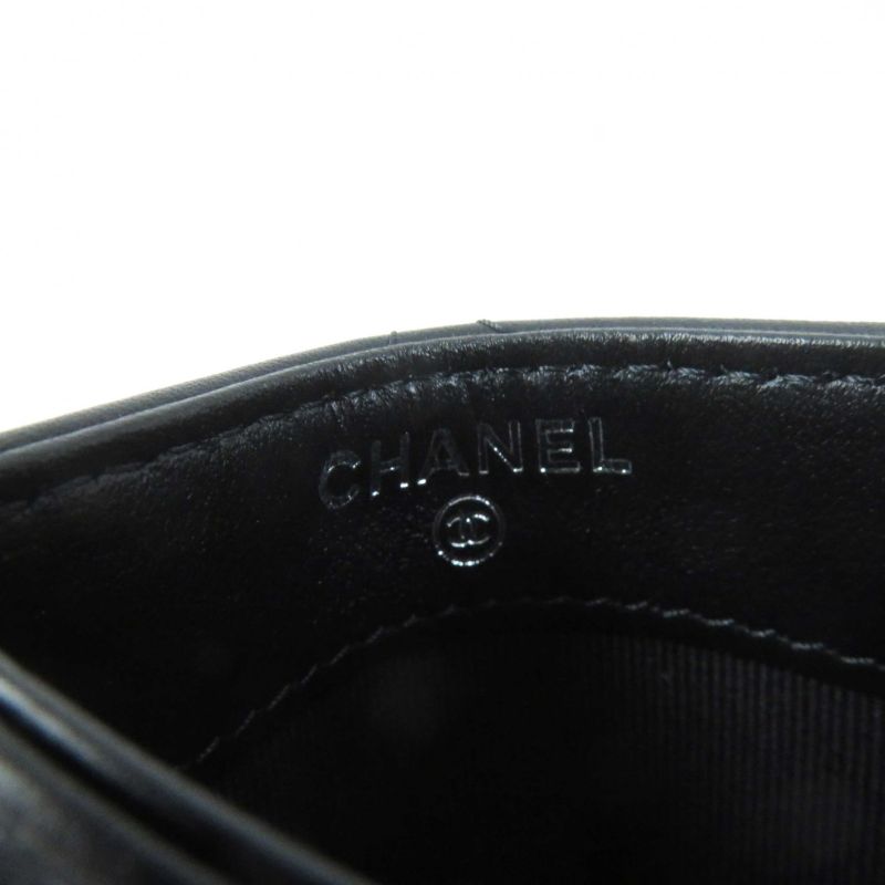CHANEL Ap3595 Matelasse Coco Mark Lambskin Pass Case/card Case Black Hardware