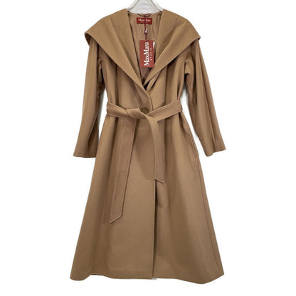 Max Mara Maxmara Studio Camel Wall 100 Belted Coat US 6