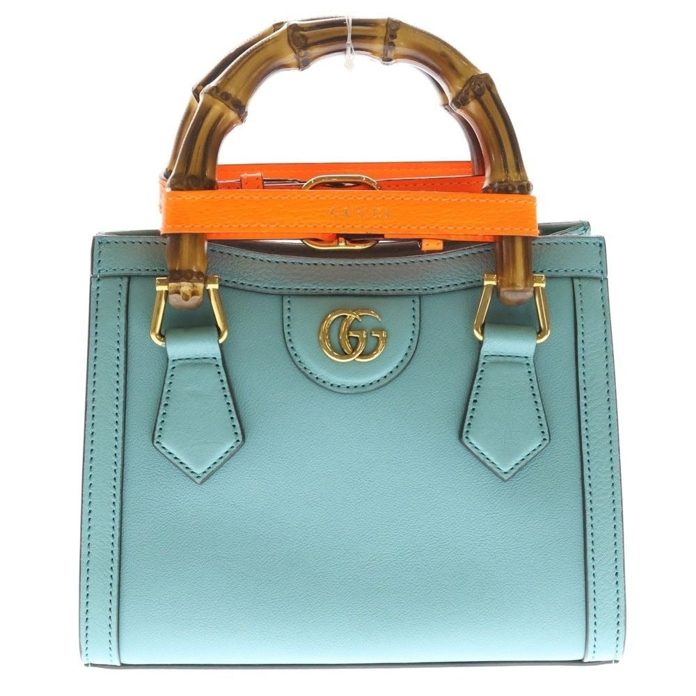 Gucci GG Diana Small Leather Bamboo 2-Way Shoulder Bag Blue