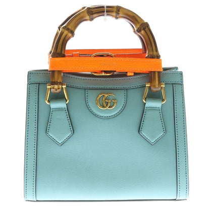 Gucci GG Diana Small Leather Bamboo 2-Way Shoulder Bag Blue