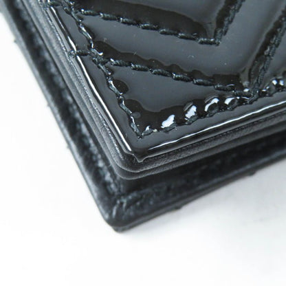 Gucci 466492 GG Marmont Patent Leather Bifold / Compact Wallet Black With Box