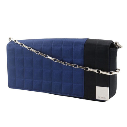 Chanel Chocobar Chain Shoulder A17829 Satin Blue Ladies Shoulder Bag