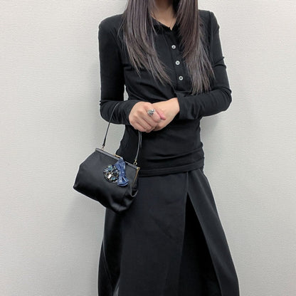 Miu Miu Handbag Black Satin Vintage