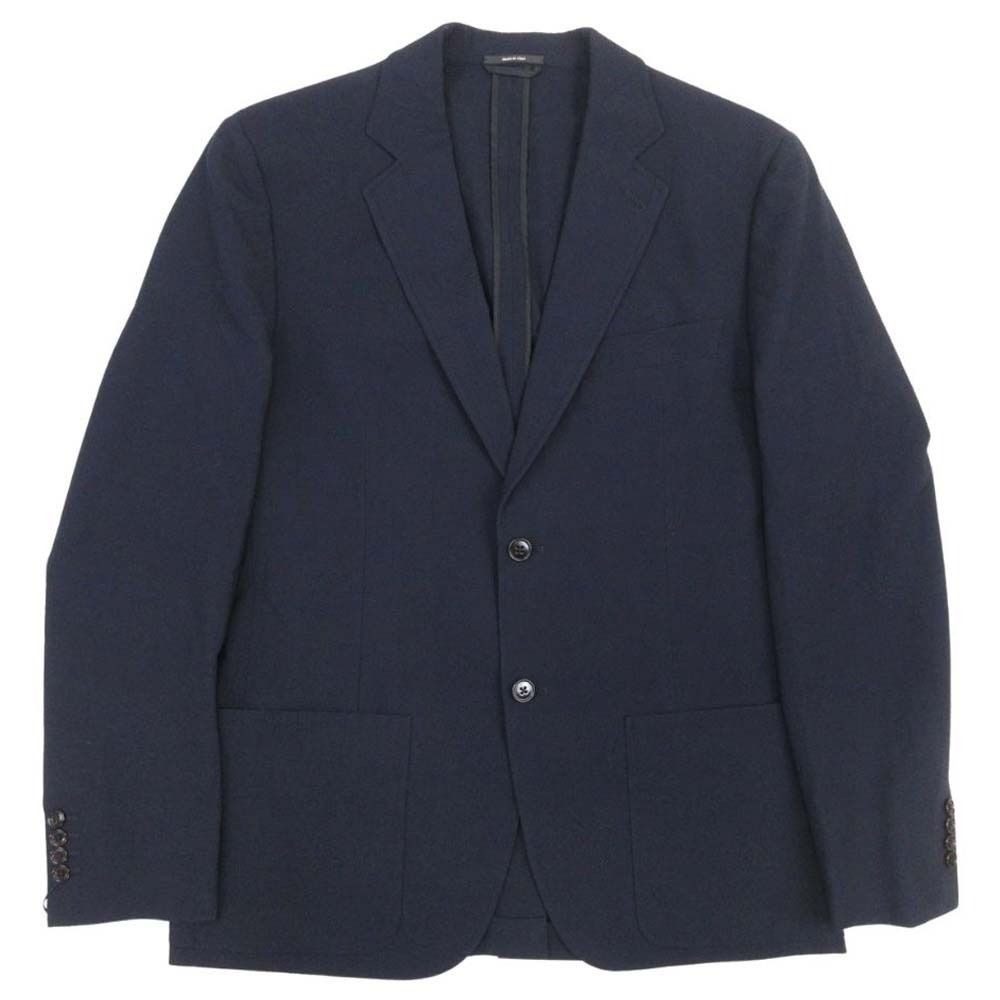 Hermes Wool Georgette Tailored Jacket Single Breasted 2 Buttons Leather 50 Dark