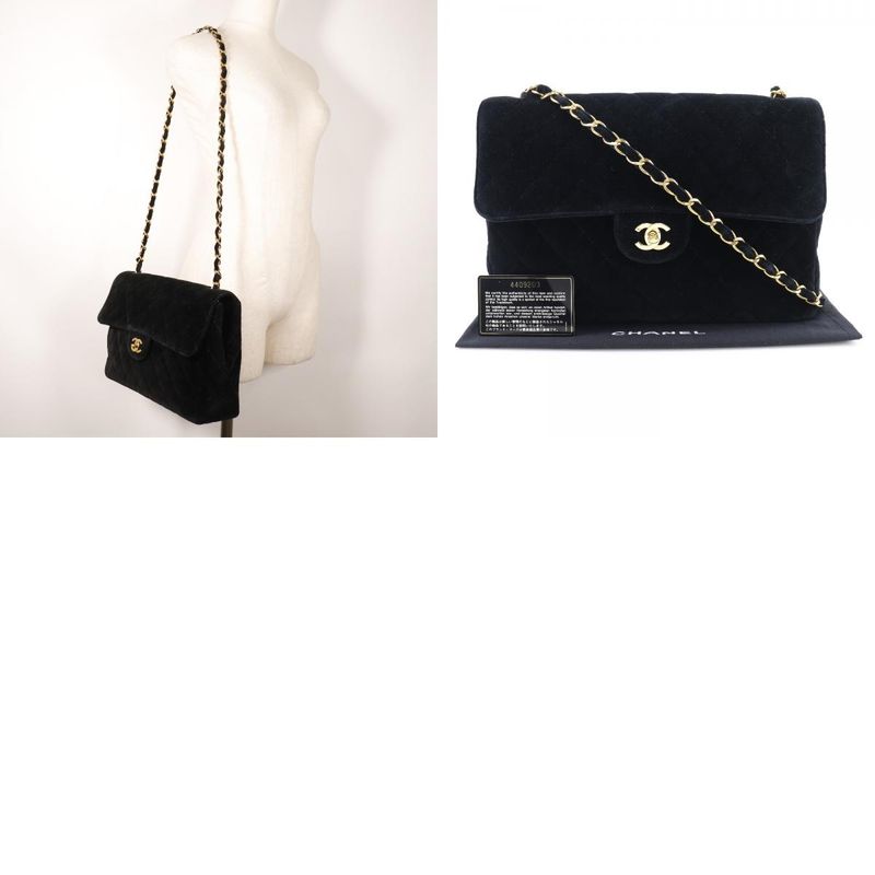 Chanel Chain Shoulder Matelasse 30 Velour Black Shoulder Bag