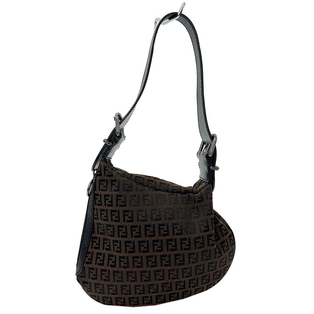 Fendi Bag Zucchino One Shoulder Handbag Brown Mini Small