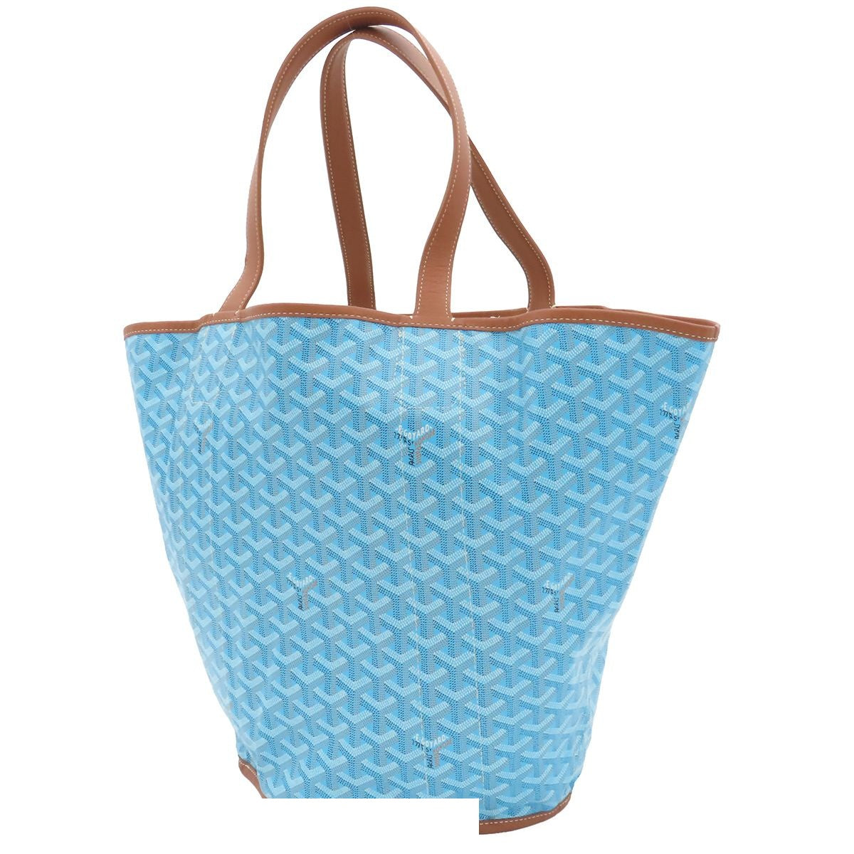 Goyard Berara Turquoise Brown Canvas Leather Reversible Tote Bag — view 2