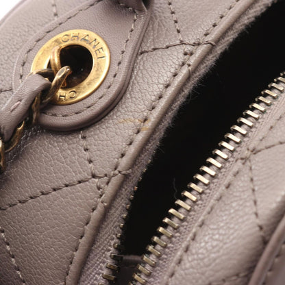 Chanel Shoulder Bag Quilted Gray Leather Top Handle 2-Way — view 9