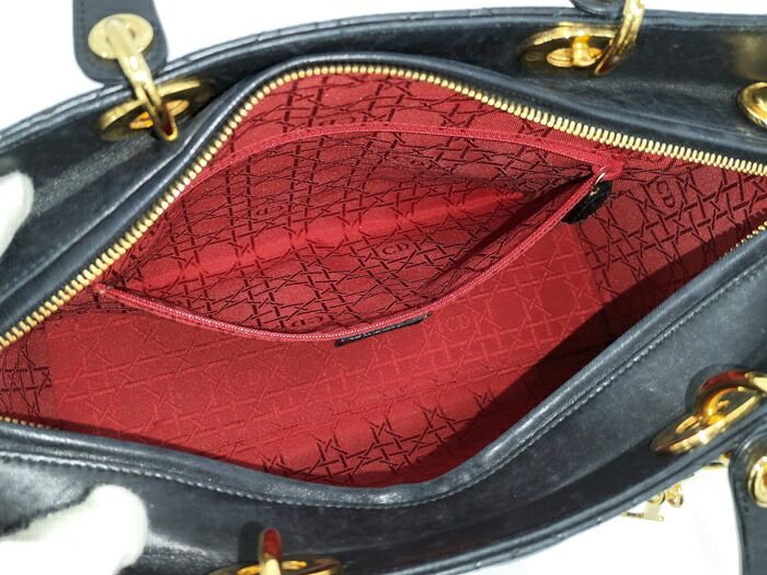 Christian Dior Lady Dior Large Handbag Cannage Leather Black