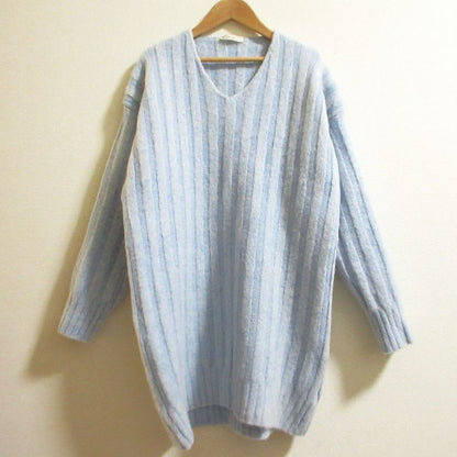 Celine V Neck Wide Rib Knit Mini Dress Size XS Light
