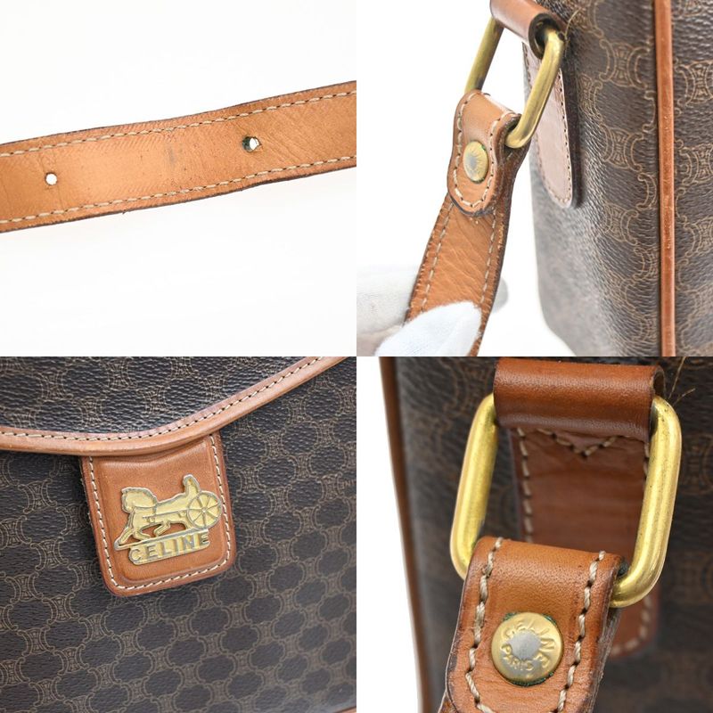 Celine Carriage Motif Shoulder Bag Macadam PVC Leather 31ka940