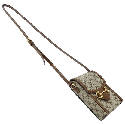 Gucci Bag Women's Brand Shoulder Bag GG Supreme Horsebit 1955 Mini Bag Beige