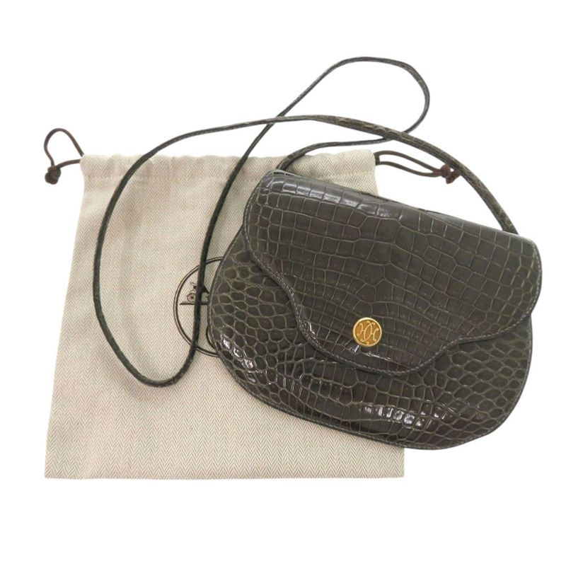 Hermes Paula Porosas Grayish Gold Hardware Shoulder Bag 1143 Hermes