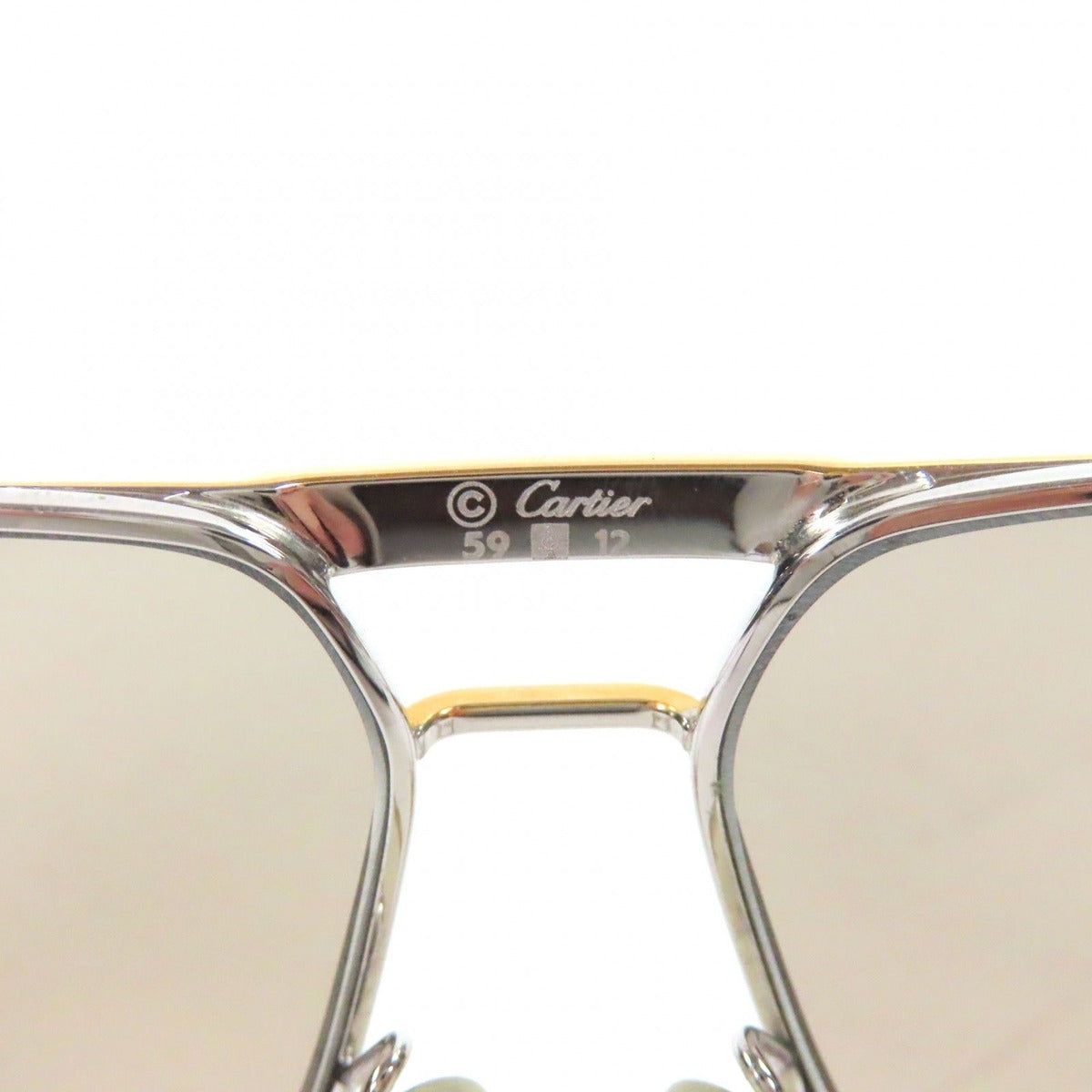 Cartier Vintage Trinity Two Bridge Sunglasses Eyewear Silver Gold Borde — view 8