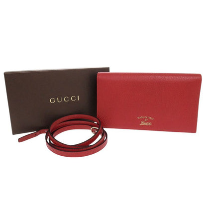 Gucci 368231 Leather Red Shoulder Wallet Shoulder Bag Long Wallet Red 0462 Gucci