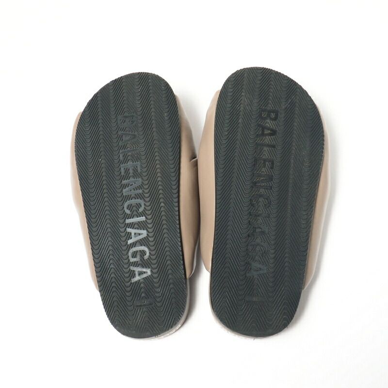 Balenciaga Sandals Size 36 Flat Sandals Shoes Logo Ribbon Brown Gray Made In